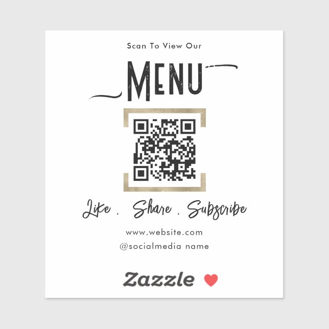 Suchen nach Menü QR Code Business Aufkleber (Blatt)