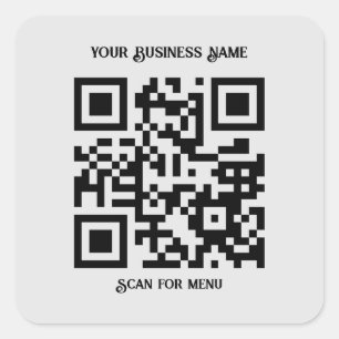 Suchen nach Menu QRcode mit Personalisierung LGrey Quadratischer Aufkleber