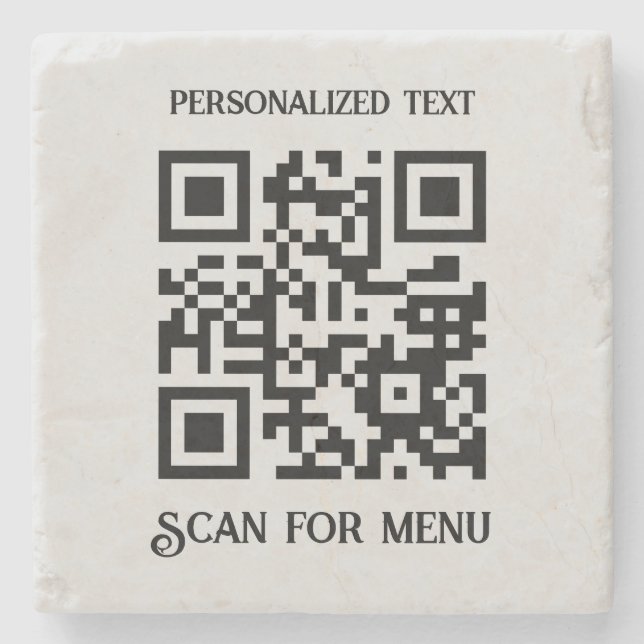 Suchen nach Menu QRcode mit Personalisierung LGrey Steinuntersetzer (Vorderseite)