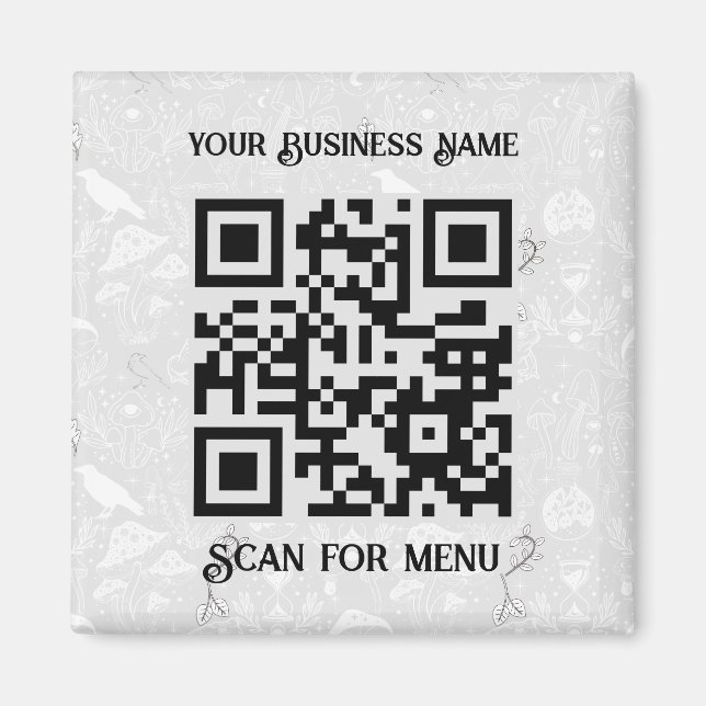 Suchen nach Menu QRcode personalisiert LGrey Hallo Magnet (Vorne)