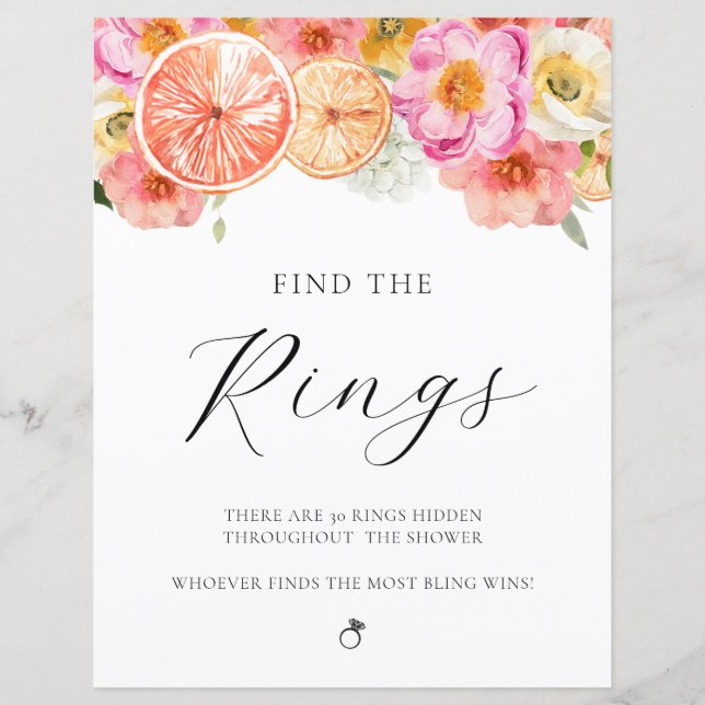 Suchen Sie das Rings Brautparty Game Sign (Vorderseite)