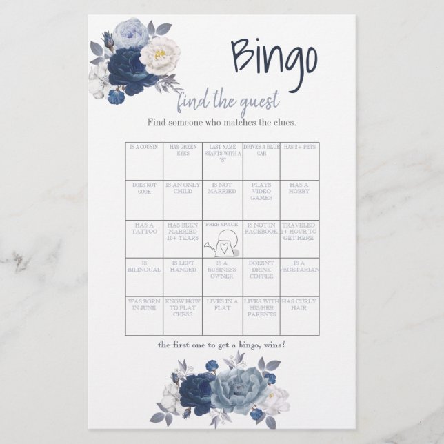 Suchen Sie den Gast-Bingo-Brautparty-Game-Card-Fly Flyer (Vorne)