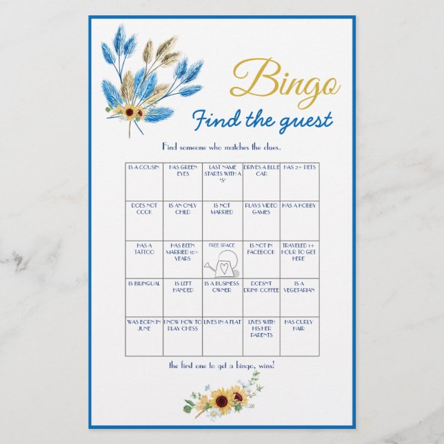 Suchen Sie den Gast-Bingo-Brautparty-Game-Card-Fly Flyer (Vorne)