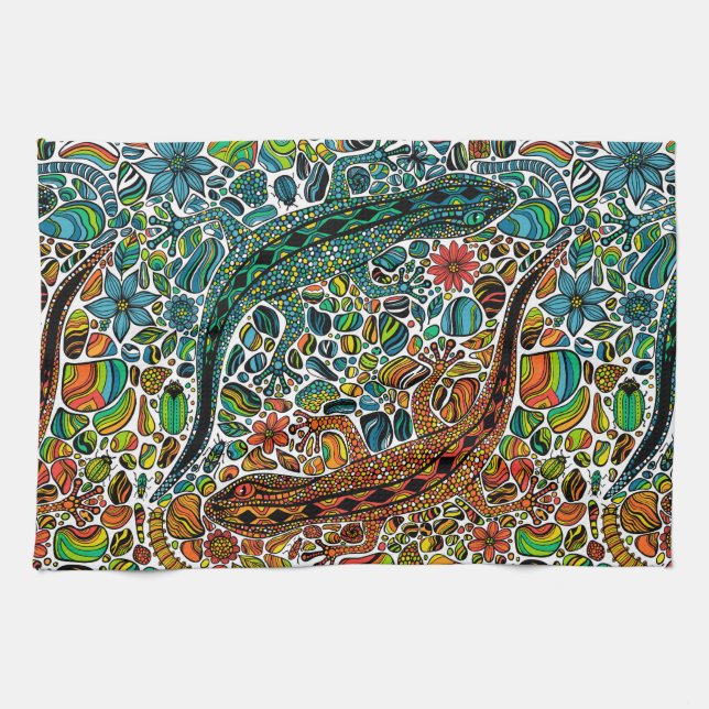 Suchen Sie die Geckos Geschirrtuch (Horizontal)