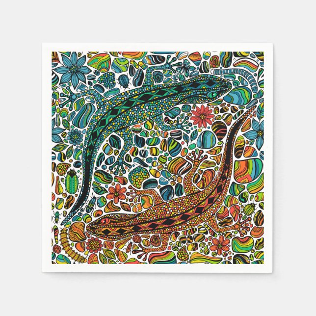 Suchen Sie die Geckos Serviette (Vorderseite)