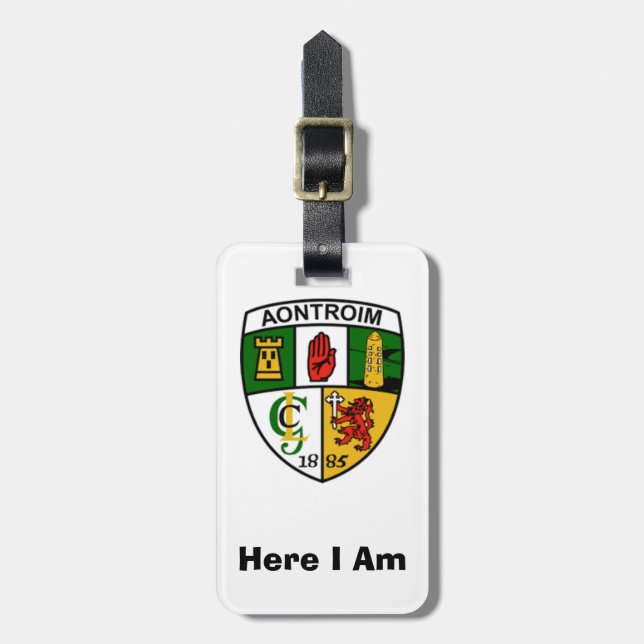 Suchen Sie die Personalisierte Antrim Landkreis ID Gepäckanhänger (Vorderseite vertikal)