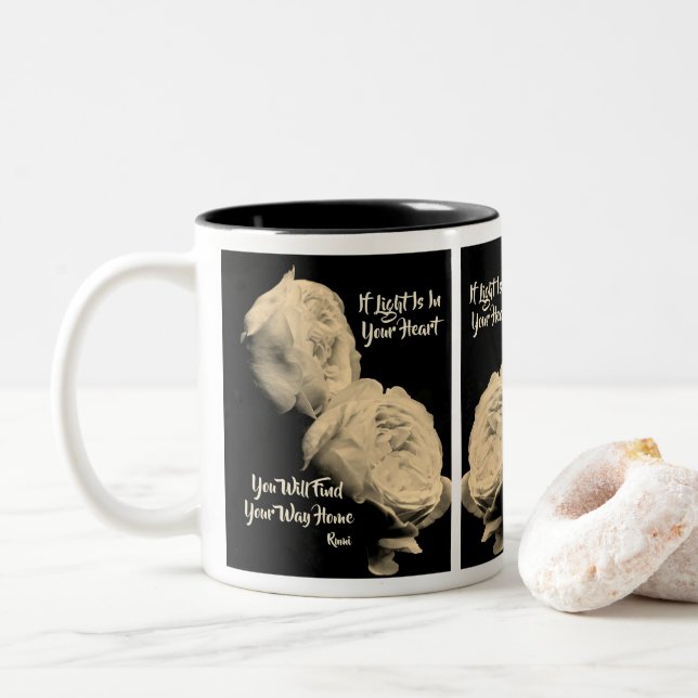 Suchen Sie Ihre Zuhause Inspiration Rumi Zitat Zweifarbige Tasse (Mit Donut)