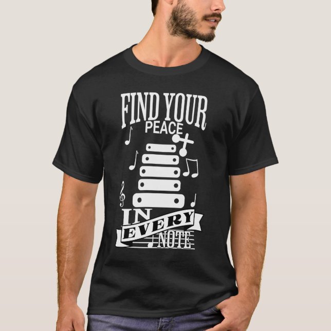 Suchen Sie Ihren Frieden in jedem Hinweis Xylophon T-Shirt (Vorderseite)