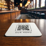 Suchen Sie nach unserem Menü nach benutzerdefinier Rechteckiger Pappuntersetzer<br><div class="desc">Modernes und minimales Schwarzweiß-Papier-Untersetzer-Design für ein Restaurant oder eine Bar bietet Ihren individuellen QR-Code, der Kunden zu "Scannen für unser Menü" führt. Auf der Kartenrückseite befinden sich ein Firmenlogo und ein benutzerdefinierter Text, der mit dem Firmennamen, der Website oder dem Standort personalisiert werden kann. Alle Texte können so angepasst werden,...</div>