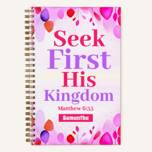 Suchen Sie zuerst sein Königreich Boho Christlich  Notizbuch
