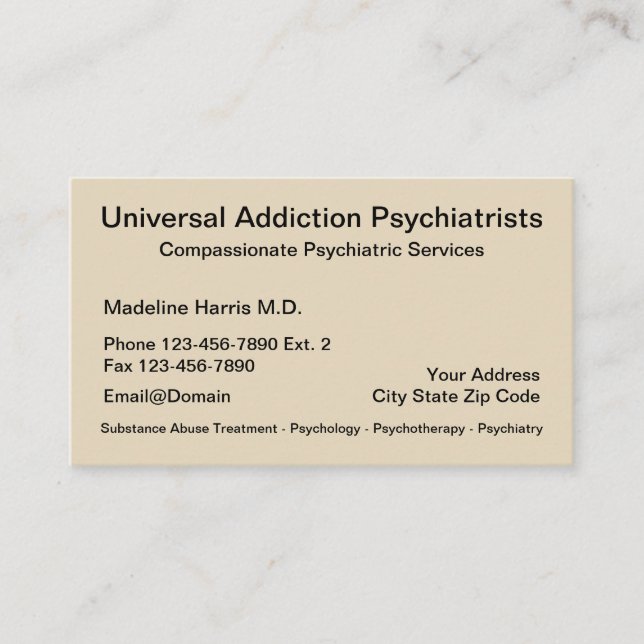Sucht-Psychiater hält Verabredungs-Karte instand Terminkarte (Vorderseite)