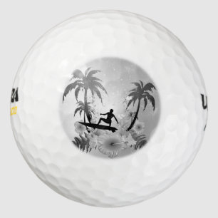 Sucht, Surfbrett mit Palmen und Blumen Golfball