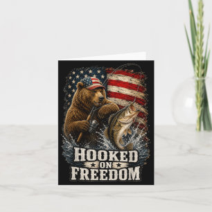 Süchtig nach Freiheit patriotischer Bär Angel Fisc Karte