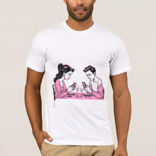 Süchtig Nach Meinem Handy Lustiges Paar-Abendessen T-Shirt