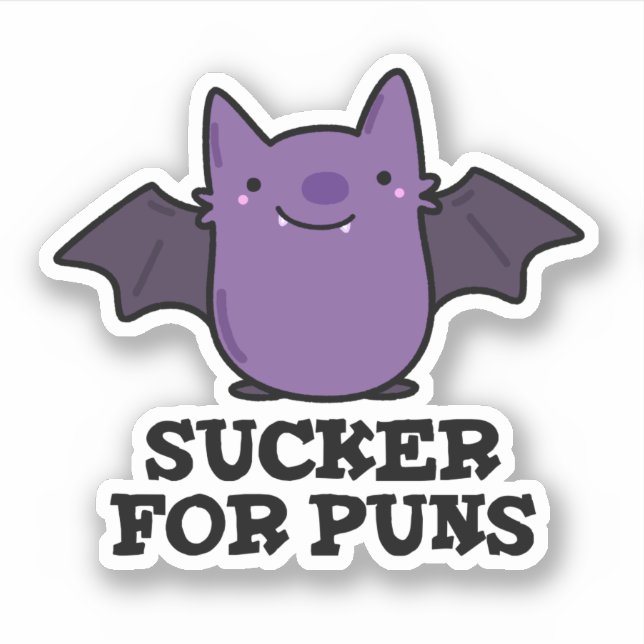 Sucker for Puns Funny Baby Bat Puff Aufkleber (Vorderseite)