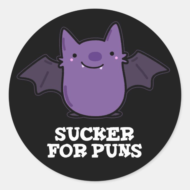 Sucker für Puns Funny Baby Bat Puff Dark BG Runder Aufkleber (Vorderseite)