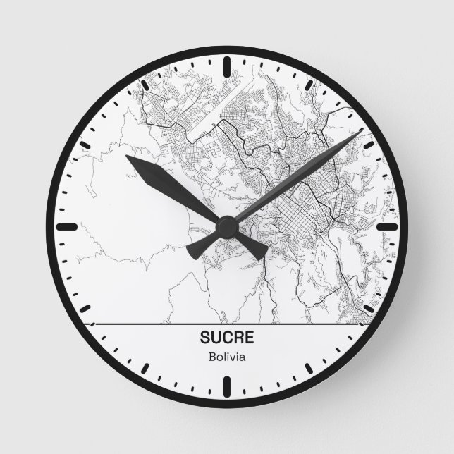 Sucre Clock City Line Art Runde Wanduhr (Vorderseite)