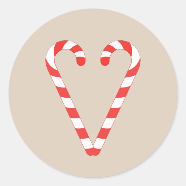 Sucre de canne Coeur Noël Classic Sticker rond (Devant)