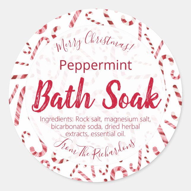 Sucre de canne de Noël Bombe Salt Soak Étiquettes (Devant)