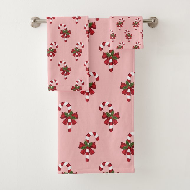 Sucre de canne De Noël Rouge Et Blanc Motif Sur Ro (En situation)