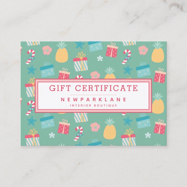Sucre de canne et cadeaux de Noël - Certificat cad (Devant)