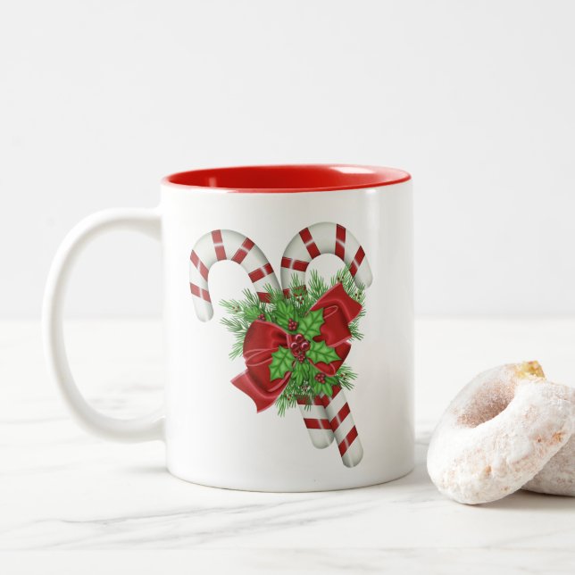Sucre de canne Noël Mug café à deux tons (Avec donut)
