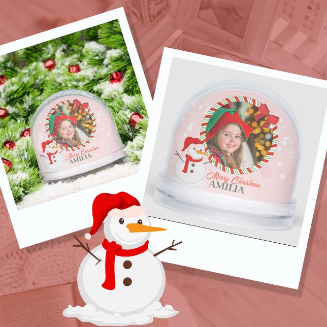 Sucre de canne Snowman Photo Bow Christmas Kids (Candy Cane Snowman Photo Bow Christmas Kids Snow Globe celebration holiday accents  baby's first )
