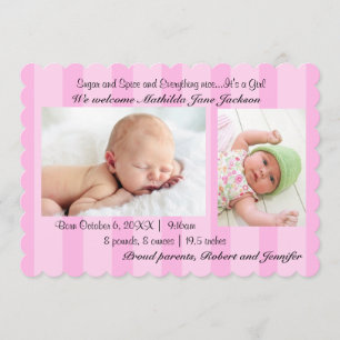 Sucre et épice Baby Girl Faire-part de naissance