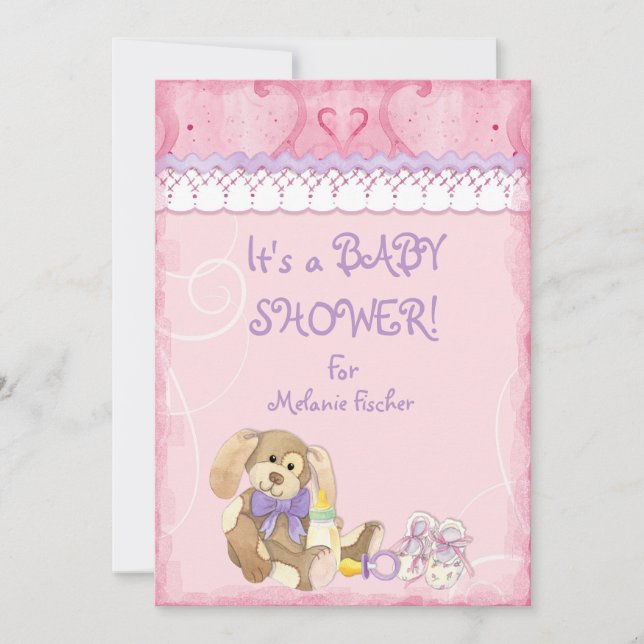 Sucre et épices, Invitation Baby shower fille (Devant)