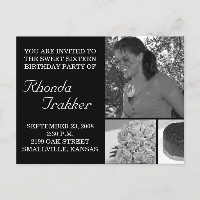 Sucre personnalisable 16 Seteen Card Invitation (Devant)