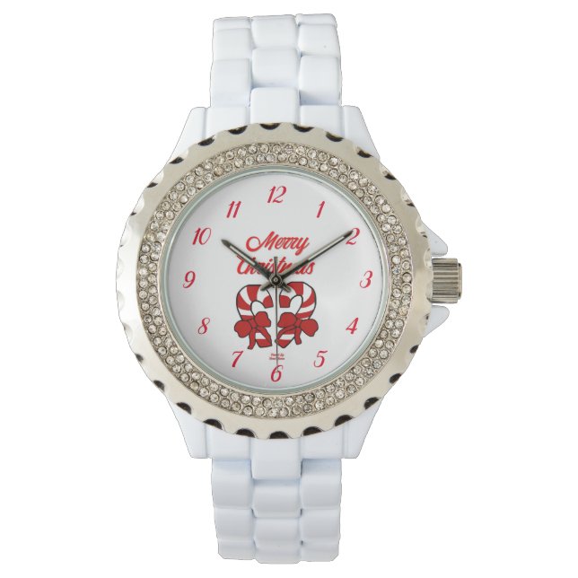 Sucres de canne de Noël Montre en strass féminin (devant)