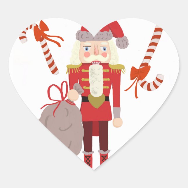 Sucres de canne Nutcracker Sticker Coeur de Noël (Devant)