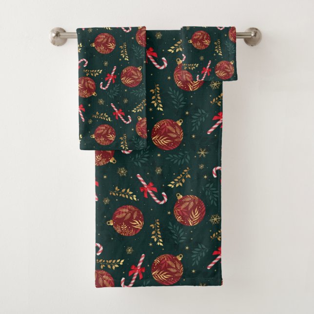 Sucres de canne Snowflakes Red Christmas Balls Gre (En situation)