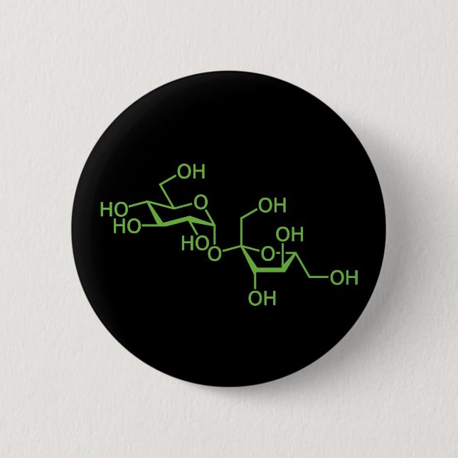 Sucrose Zucker Molekül Chemisches Diagramm Button (Vorderseite)