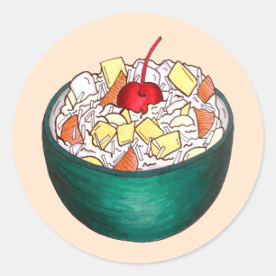 Süd Ambrosia Coconut Marshmallow Fruchtsalat Runder Aufkleber