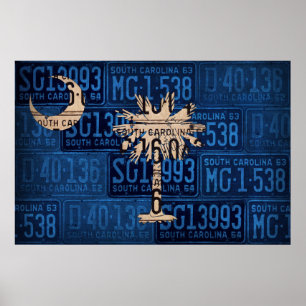 Süd-Carolina-Staatsflaggen-Kennzeichen-Kunst Poster