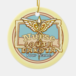 Süd-Dakota-Krankenschwester-Caduceus Keramik Ornament