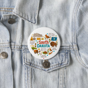 Süd-Dakota Retro-Reise-Ikonen mit Charme Button