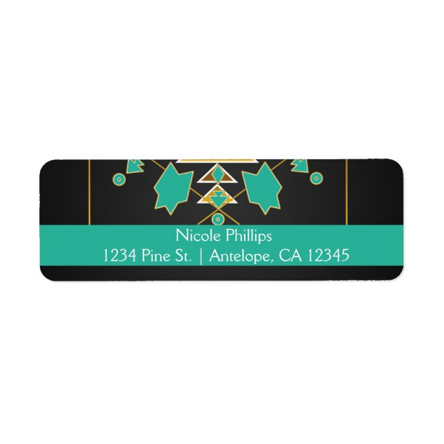 Sud-Ouest Turquoise Black Gold Étiquettes de adres (Devant)