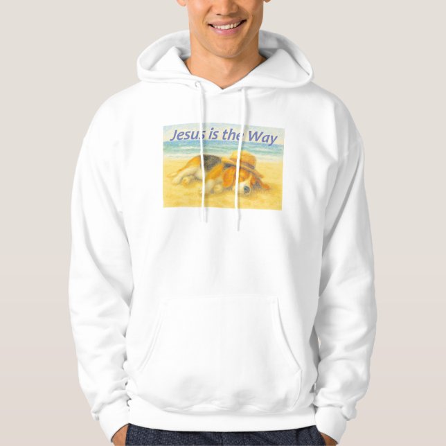 Sudadera Beach with a Hat - "Jesus is the Way" Hoodie (Vorderseite)