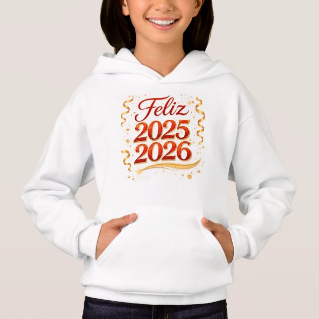 Sudadera con Capucha para Niña – Diseño “Feliz 202 (Devant)