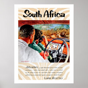 Südafrika, Abenteuer von einer Autofahrt, Vintag Poster