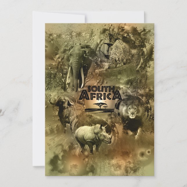 Südafrika Big 5 Feiertagskarte (Vorderseite)