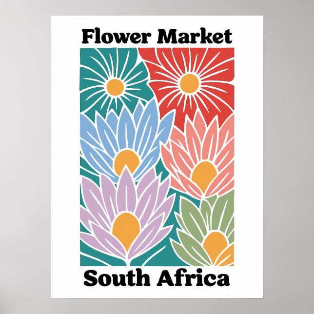 Südafrika-Blumenmarkt Farbige Proteas Poster (Vorne)