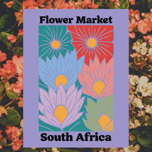Südafrika-Blumenmarkt Farbige Proteas Postkarte