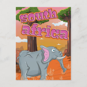 Südafrika Cartoon-Reiseplakat Postkarte