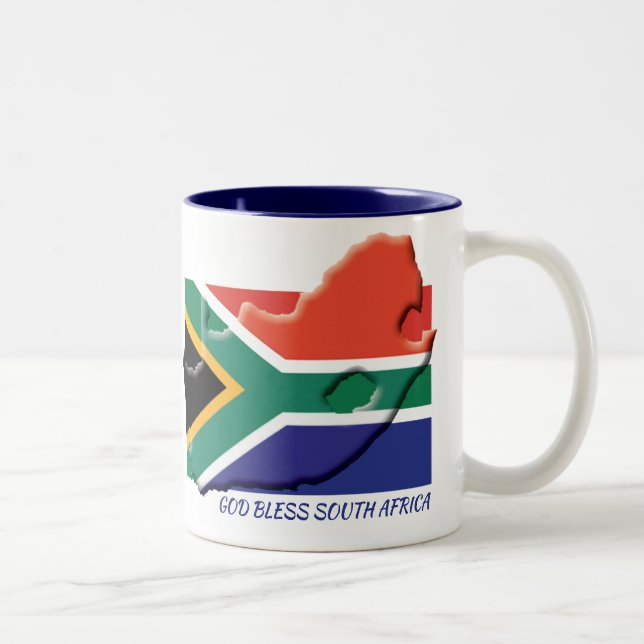 SÜDAFRIKA FLAG MAP - Geeignete Schrift WEISS Zweifarbige Tasse (Rechts)