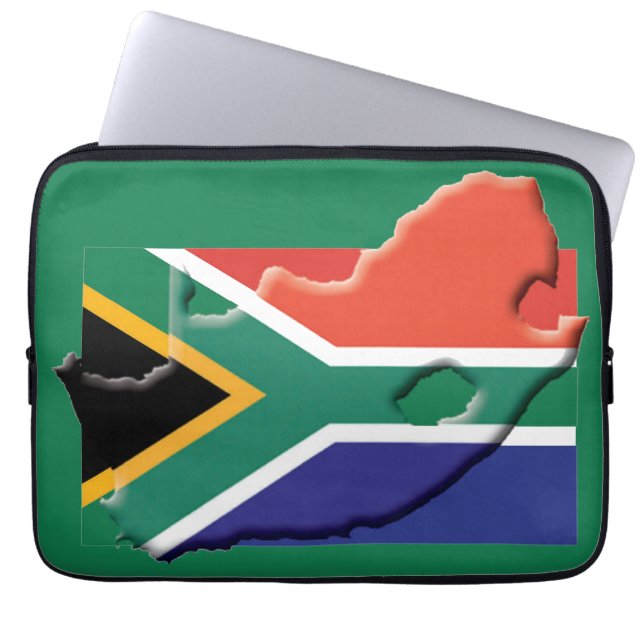 SÜDAFRIKA Flag Map Patriotic Computer GREEN Laptopschutzhülle (Vorderseite)