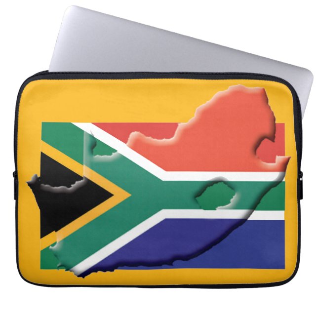 SÜDAFRIKA Flag Map Patriotic Computer YELLOW Laptopschutzhülle (Vorderseite)