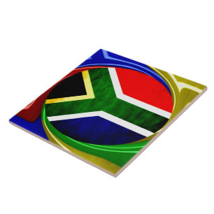 Südafrika-Flagge: Dynamisches Wirbel-Motiv Fliese